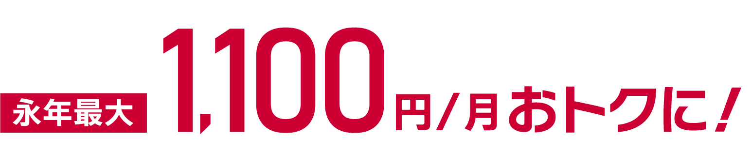 永年最大1,100円/月おトクに！